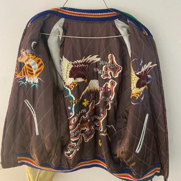 Vintage Silk Embroidered Jacket Men